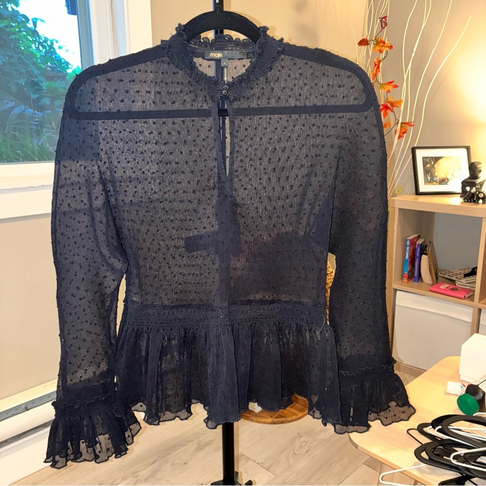Maje Midnight Ruffle Top - Picture 4 of 8